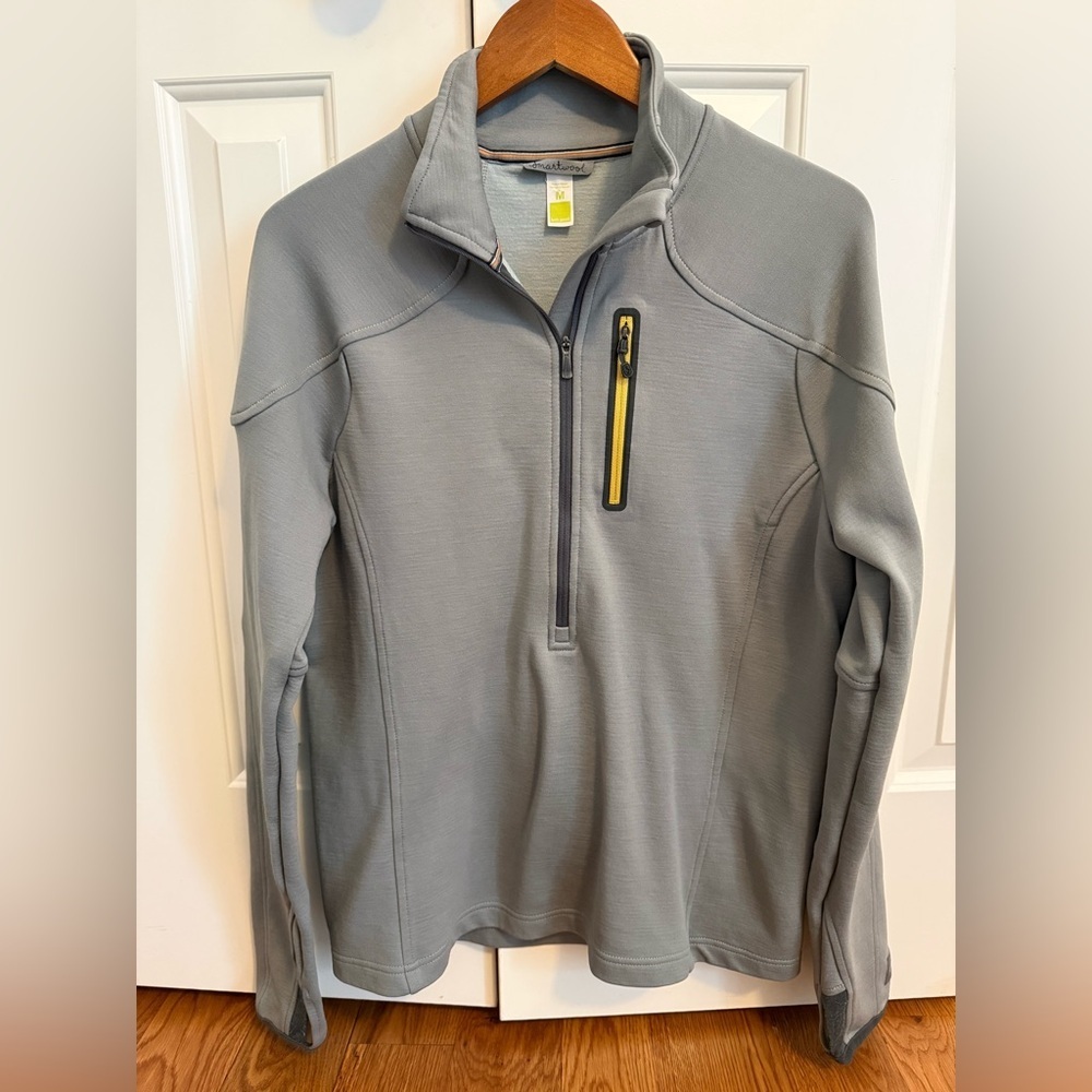 Smartwool Men's M Gray Merino Wool Nylon Quarter Zip Pullover Sweater Outdoor